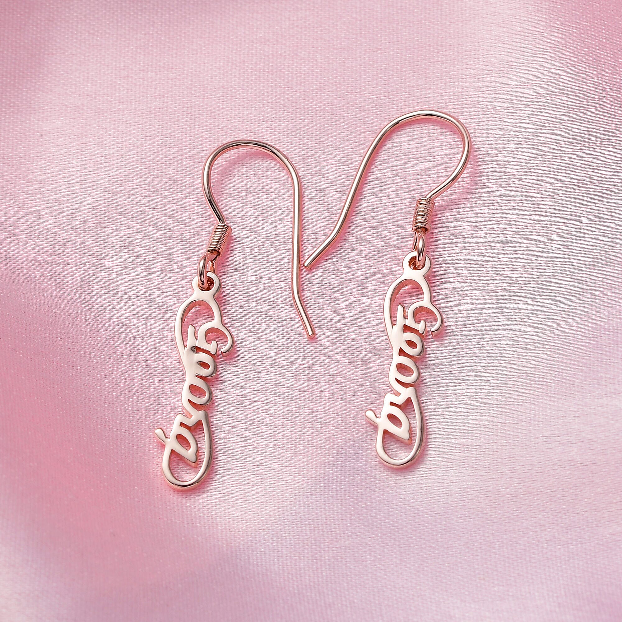 Personalised Engravable Infinity Name Earrings in Silver, Font- Free Hand