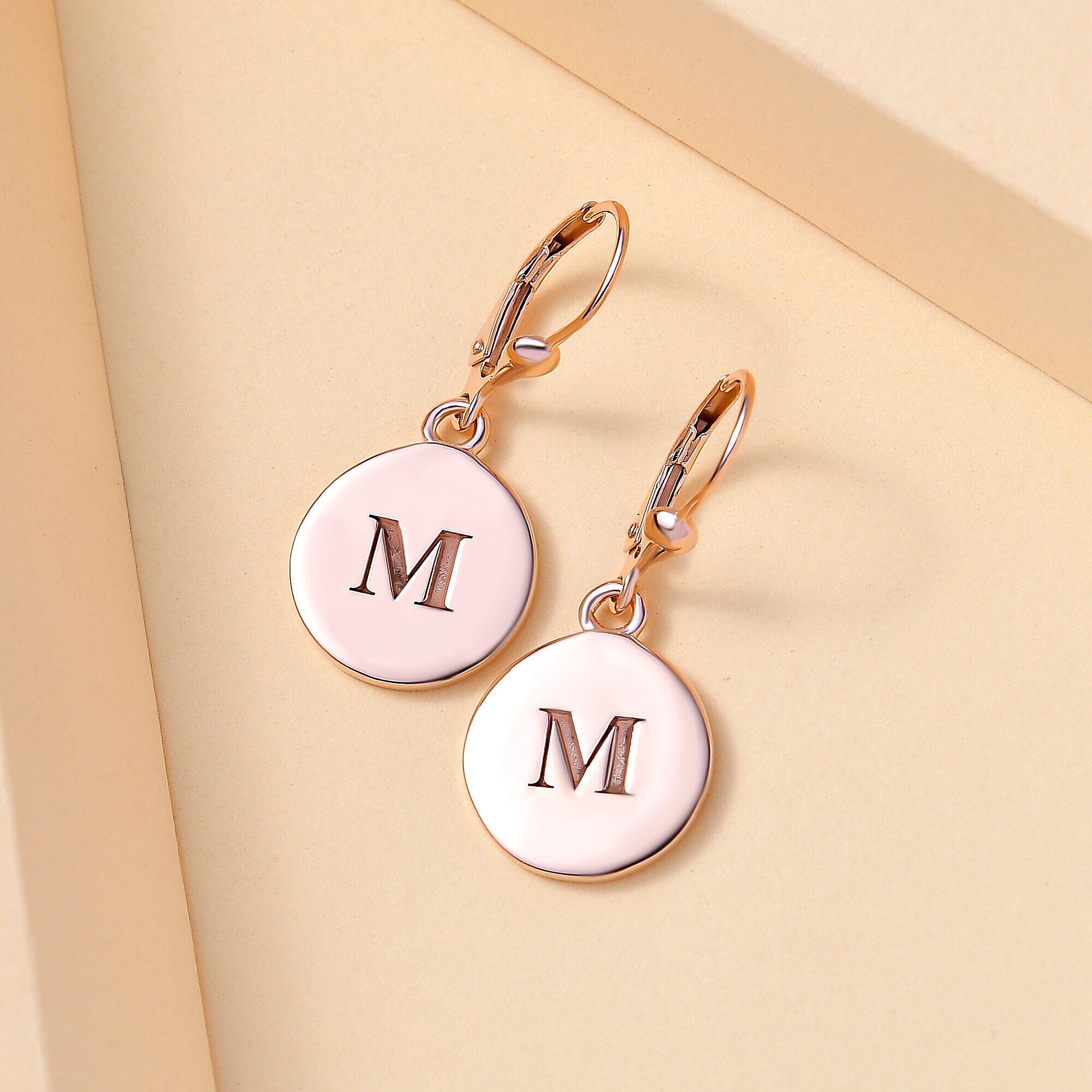 Personalised Engravable Disc Drop Initial Earrings in Silver