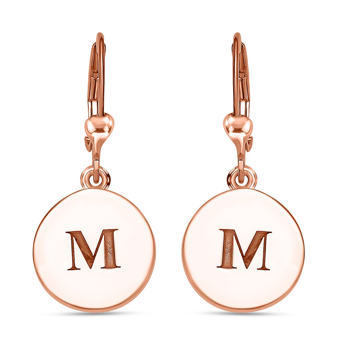 Personalised Engravable Disc Drop Initial Earrings in Silver