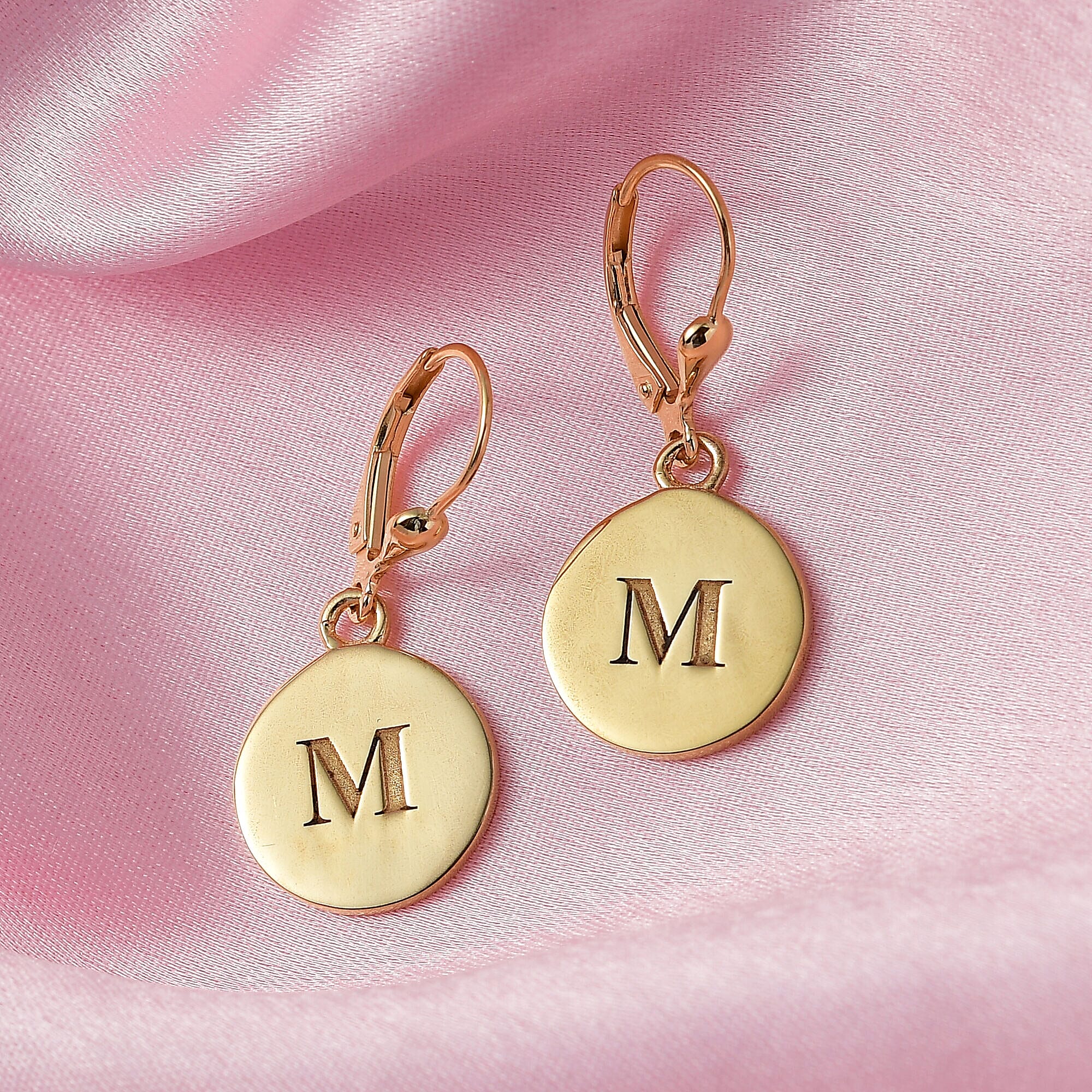 Personalised Engravable Disc Drop Initial Earrings in Silver