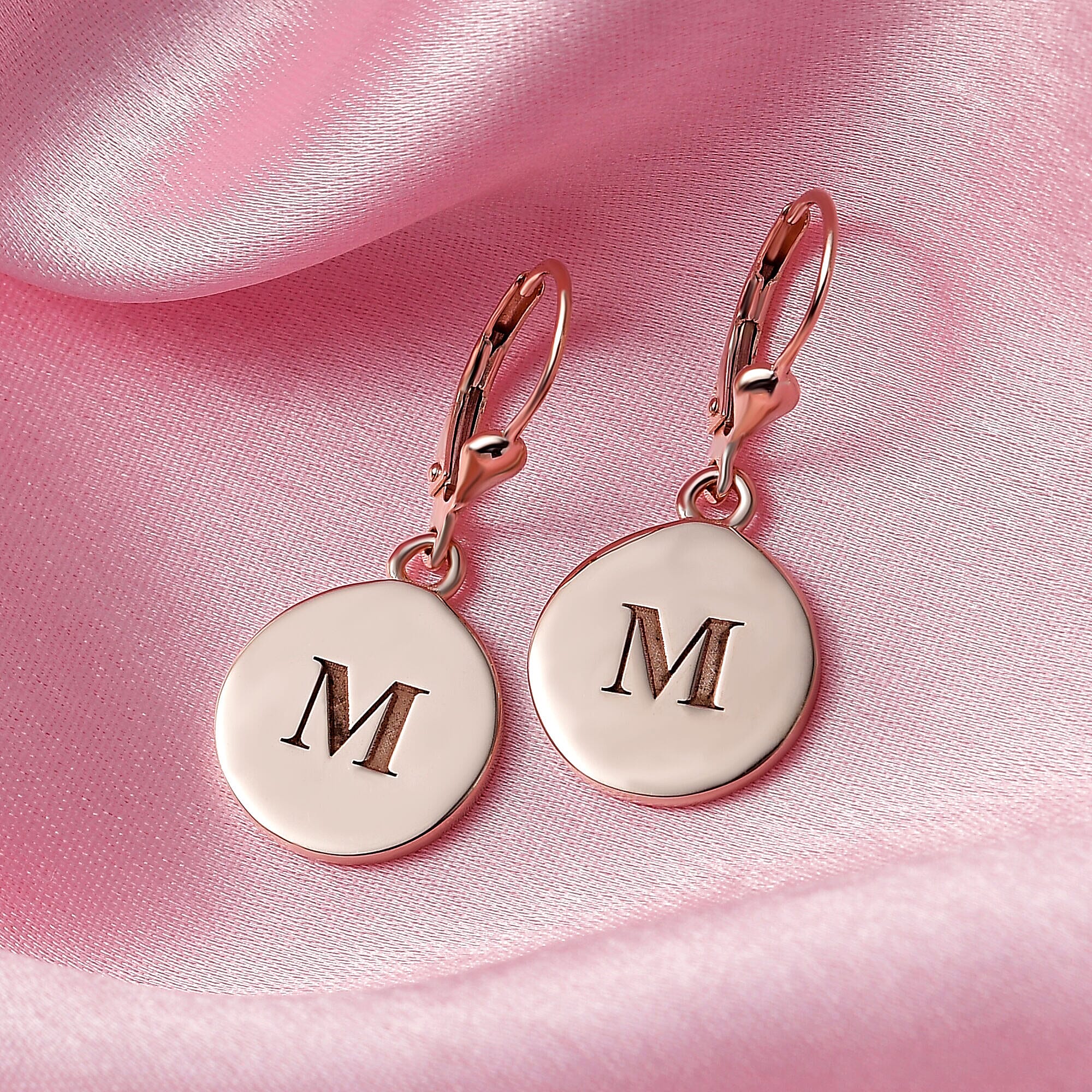 Personalised Engravable Disc Drop Initial Earrings in Silver