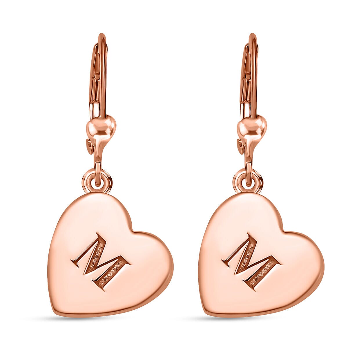 Personalised Engravable Heart Drop Initial Earrings in Silver