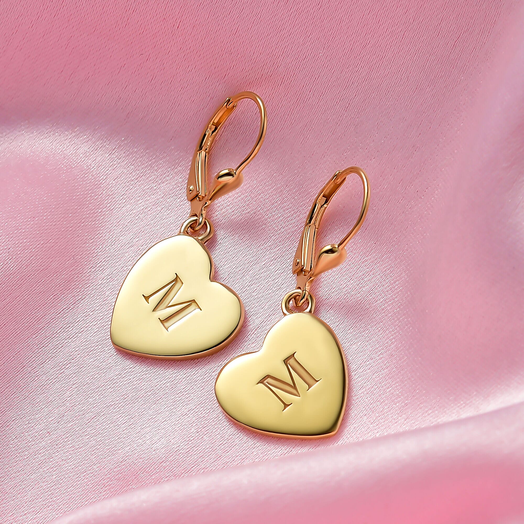 Personalised Engravable Heart Drop Initial Earrings in Silver