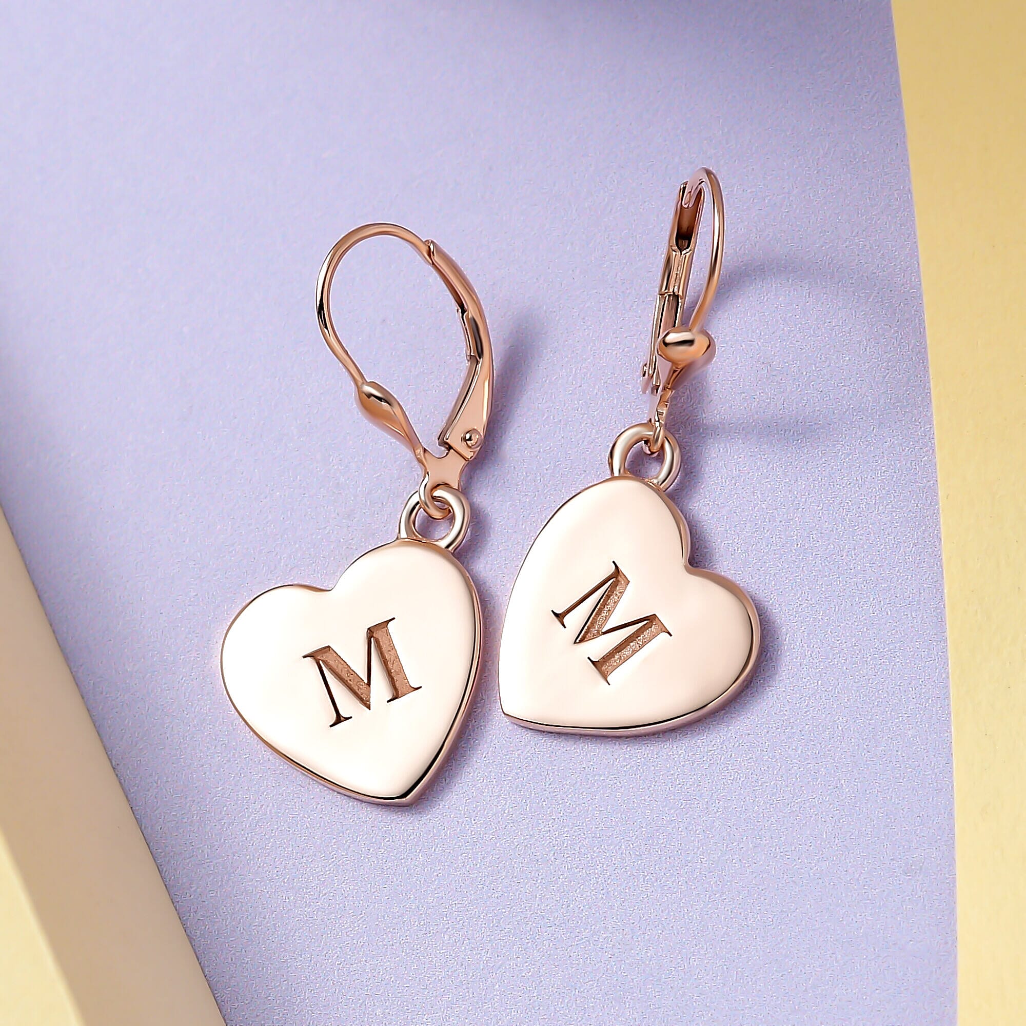 Personalised Engravable Heart Drop Initial Earrings in Silver