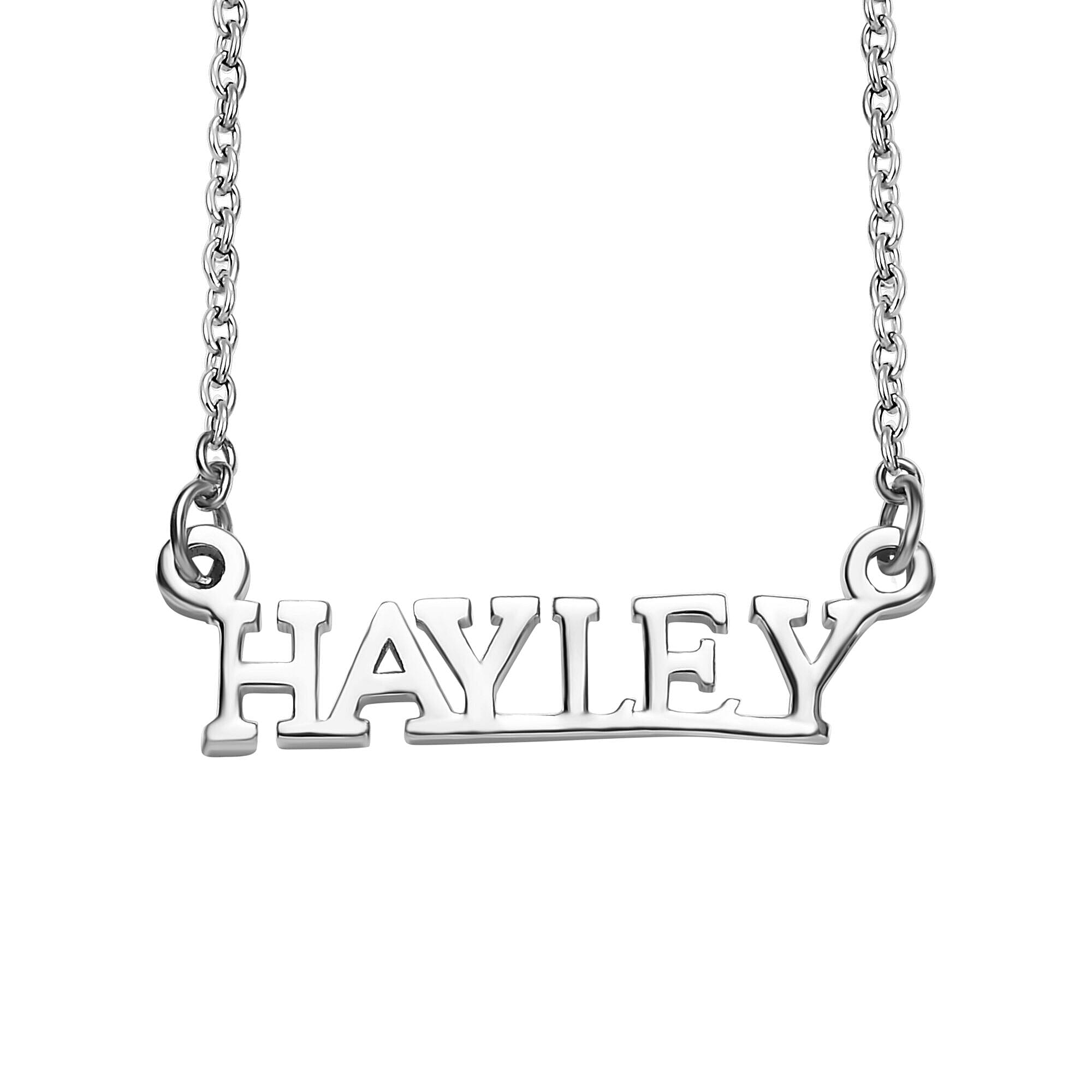 Personalised Engravable Name Necklace in Silver Size 18-2 Inch, Font - Times New Roman