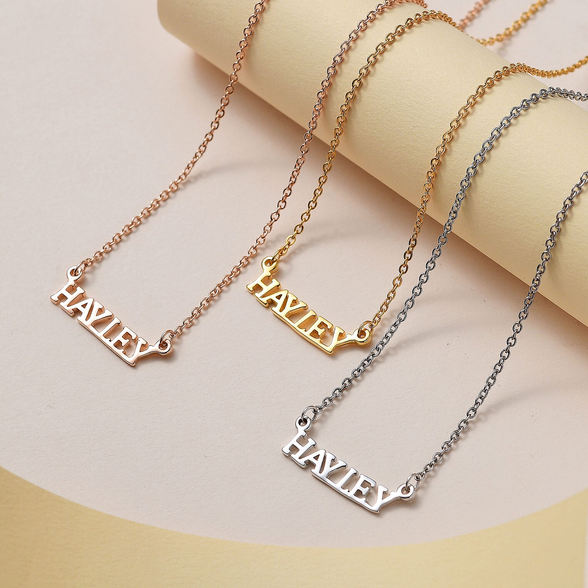 Personalised Engravable Name Necklace in Silver Size 18-2 Inch, Font - Times New Roman