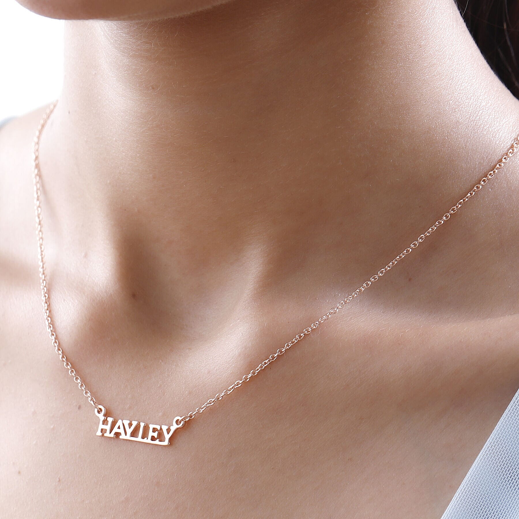 Personalised Engravable Name Necklace in Silver Size 18-2 Inch, Font - Times New Roman