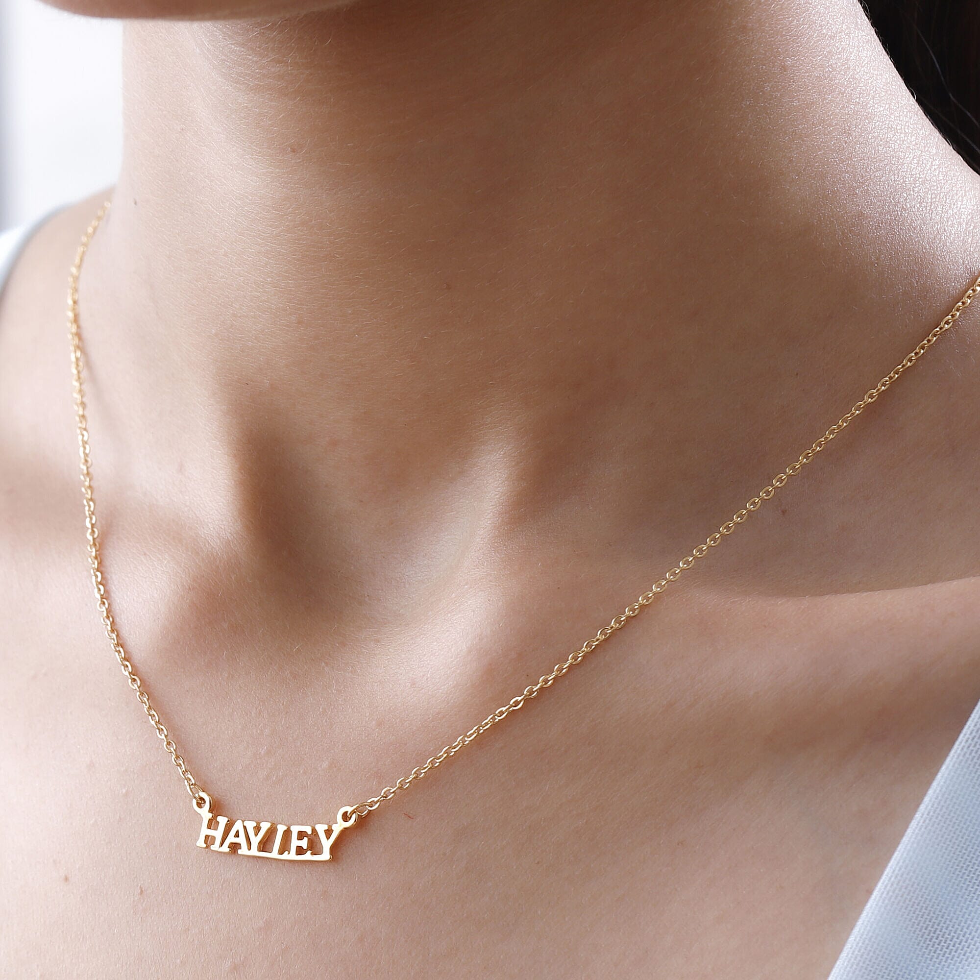 Personalised Engravable Name Necklace in Silver Size 18-2 Inch, Font - Times New Roman