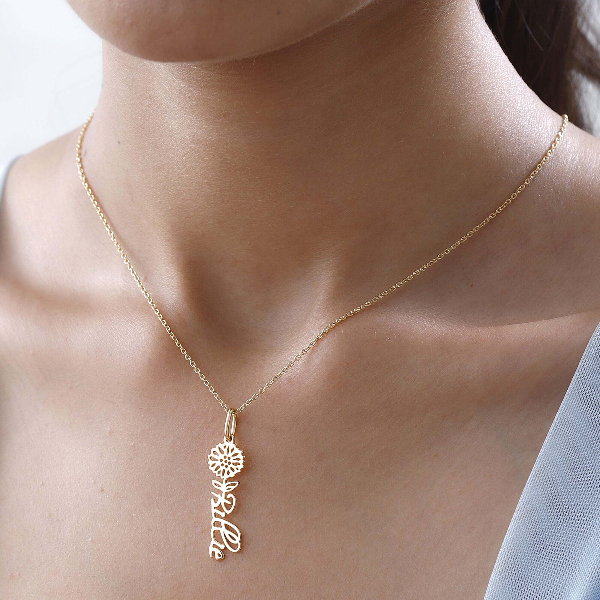 Personalised Engravable Vertical Name Necklace in Silver Size 18-2 Inch, Font - Scriptina Pro