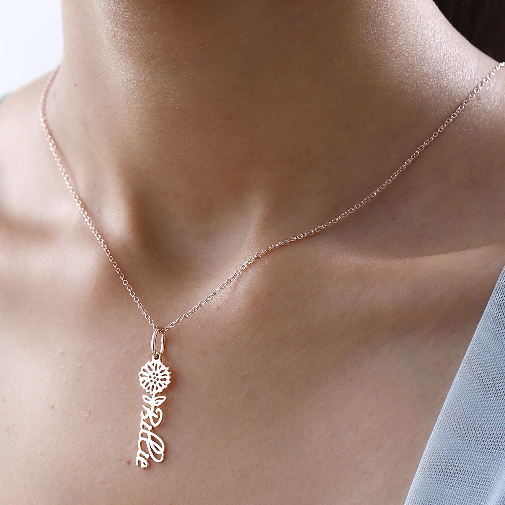 Personalised Engravable Vertical Name Necklace in Silver Size 18-2 Inch, Font - Scriptina Pro