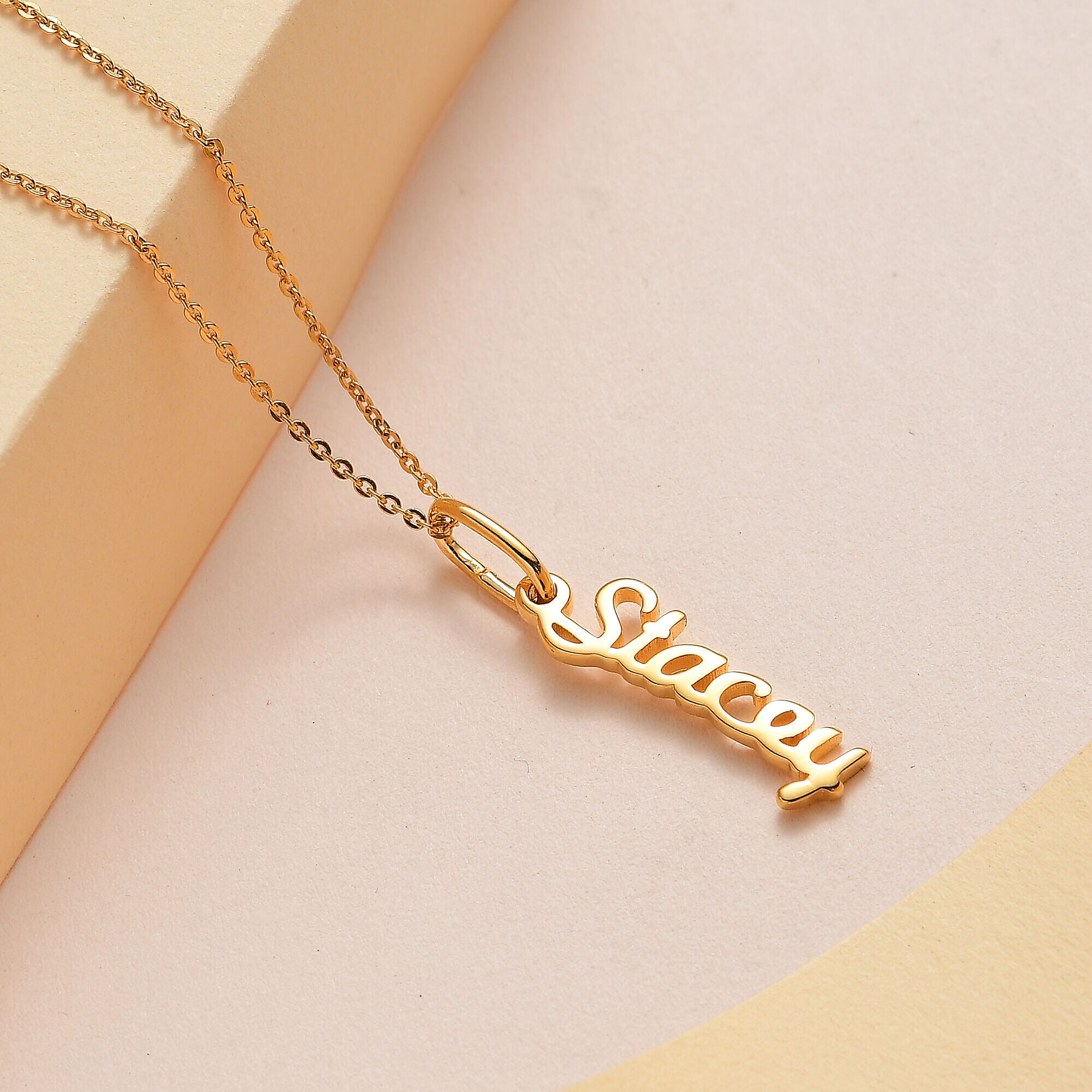 Personalised Engravable Vertical Name Necklace in Silver Size 18-2 Inch, Font - Free Hand