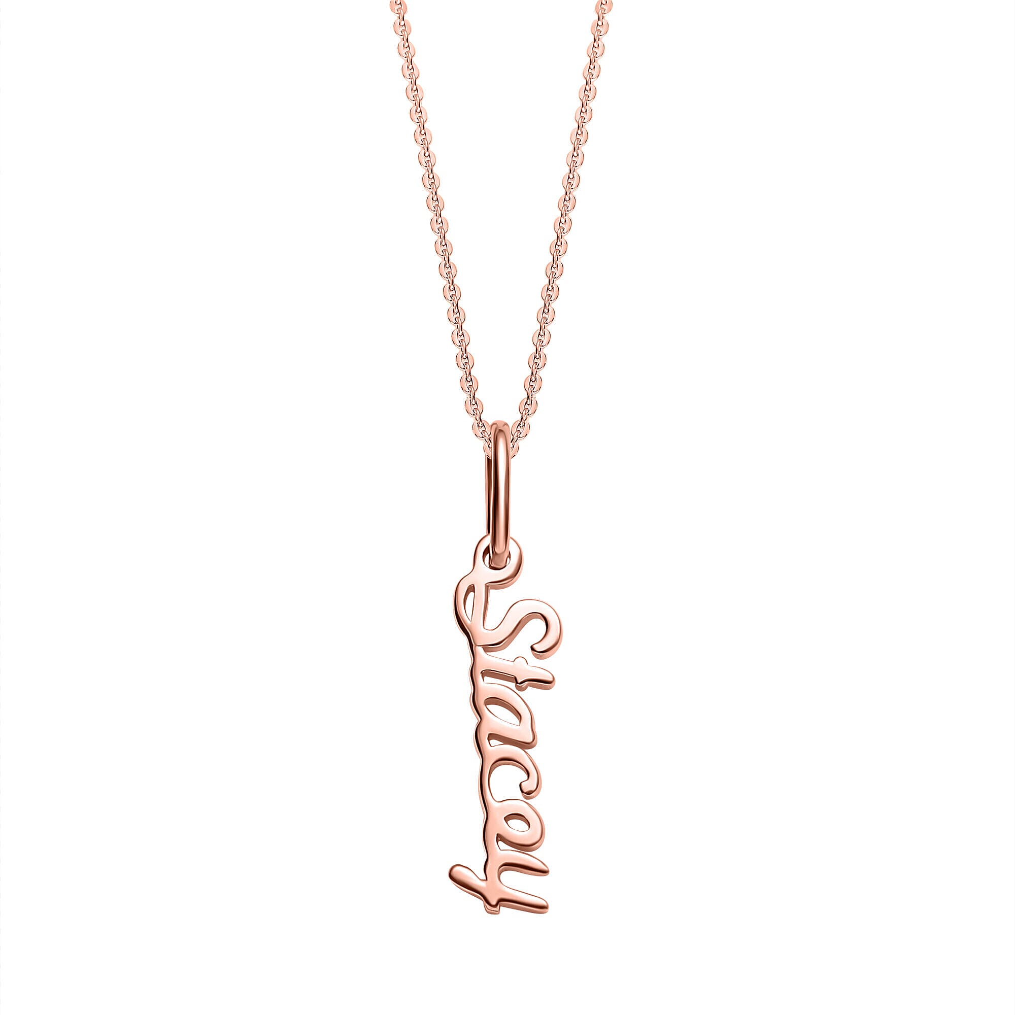 Personalised Engravable Vertical Name Necklace in Silver Size 18-2 Inch, Font - Free Hand