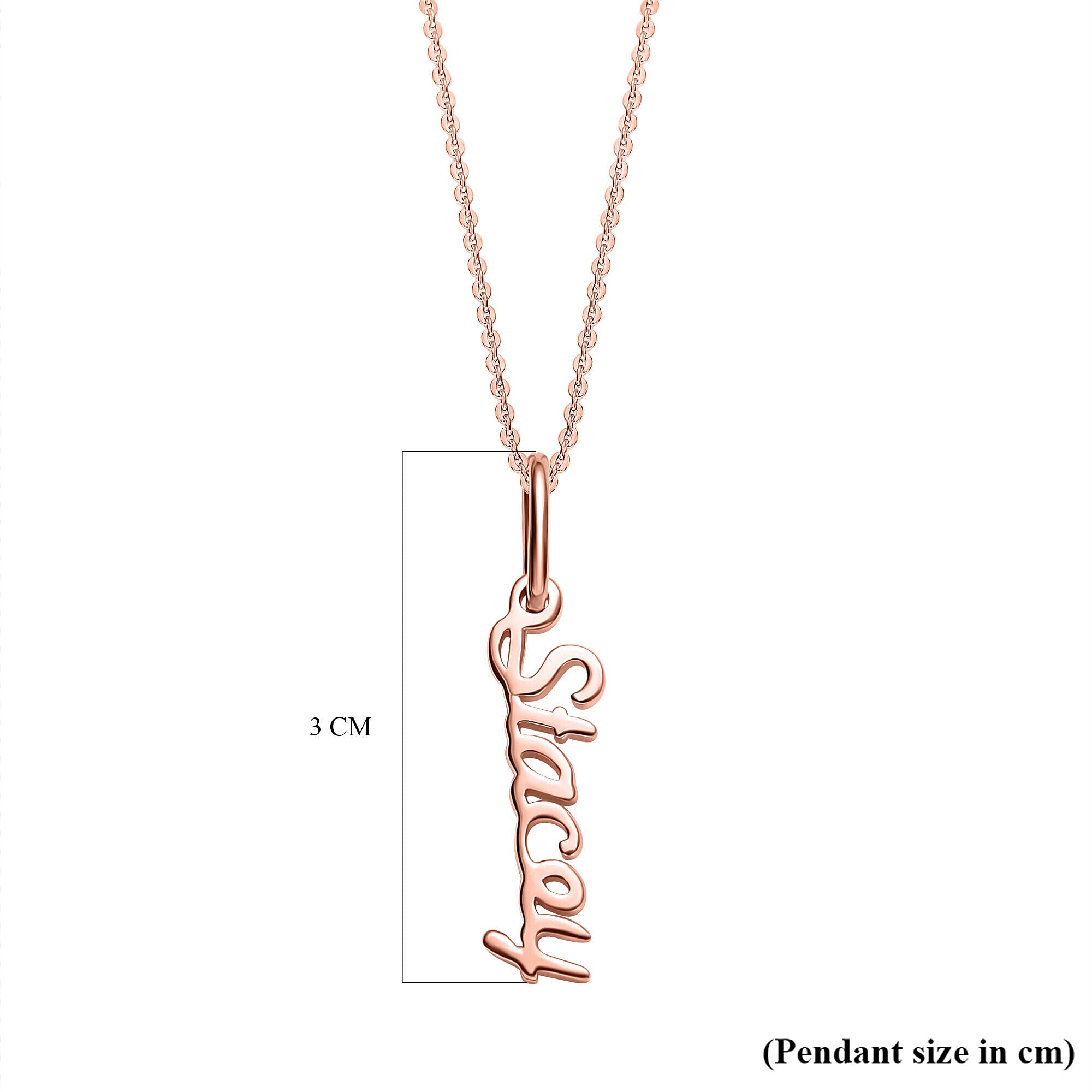 Personalised Engravable Vertical Name Necklace in Silver Size 18-2 Inch, Font - Free Hand