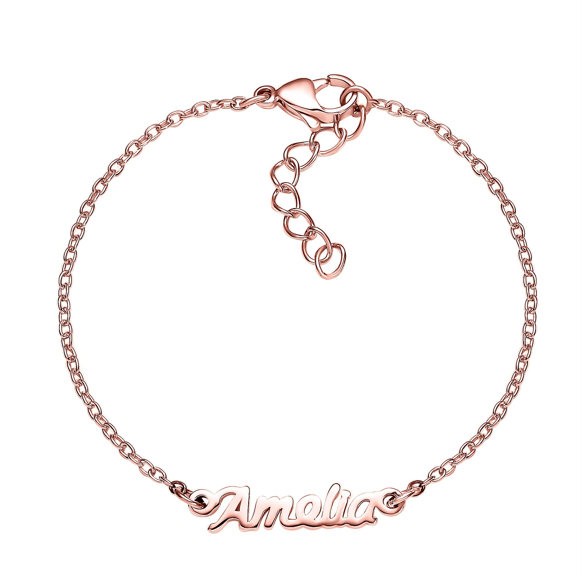 Personalised Engravable Name Bracelet in Silver Size 7.5 Inch, Font - Free Hand